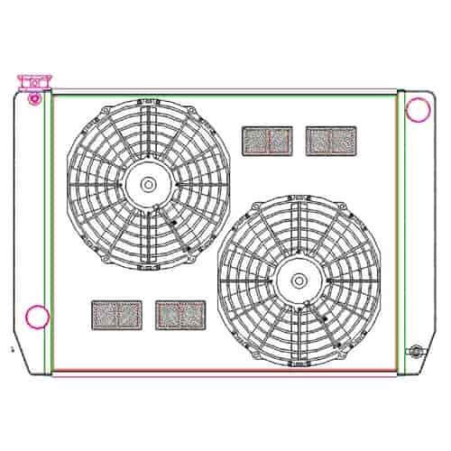 MegaCool ComboUnit Universal Fit Radiator and Fan Single Pass Crossflow Design 27.50" x 19" with Steam Fitting