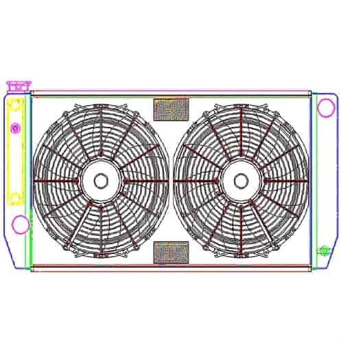 MegaCool ComboUnit Universal Fit Radiator and Fan Single Pass Crossflow Design 31" x 15.50" with Steam Fitting & Cooler