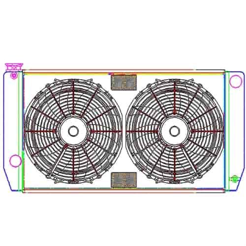 MegaCool ComboUnit Universal Fit Radiator and Fan Single Pass Crossflow Design 31" x 15.50" with Steam Fitting