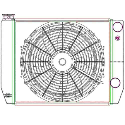 MegaCool CombuUnit Universal Fit Radiator and Fan Dual Pass Crossflow Design 22" x 15.50" for HEMI Swap