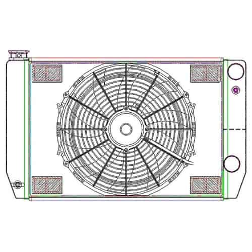 MegaCool CombuUnit Universal Fit Radiator and Fan Dual Pass Crossflow Design 26" x 15.50" for HEMI Swap