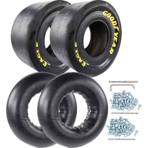 14" Tread Width Drag Slick and Tube Kit Includes: (2) 31" x 14"-15 Drag Slicks