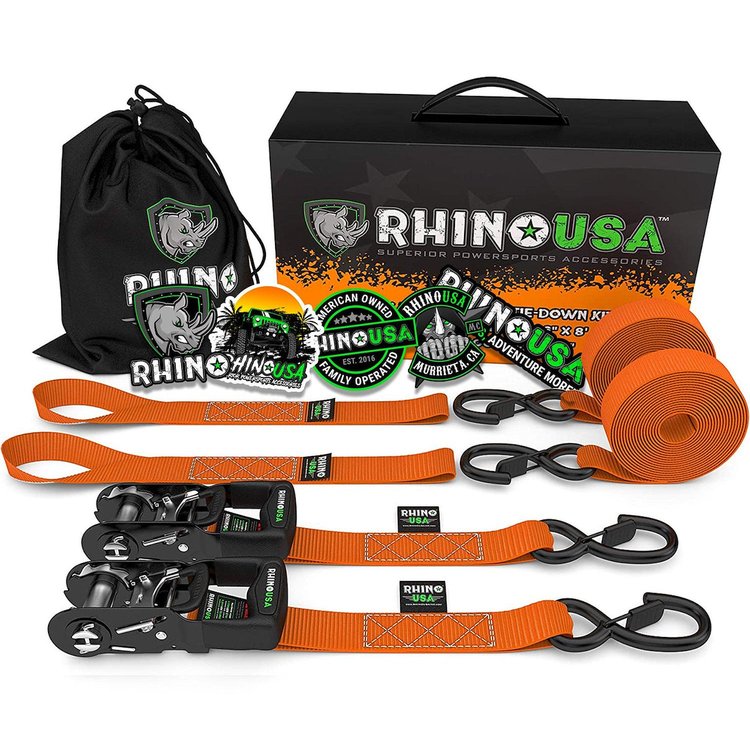 HDKIT-2PK-ORG Heavy Duty Ratchet Tie-Downs [1.600 in. x 8 ft., Orange, Set of 2]