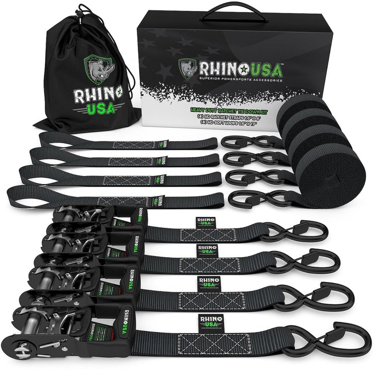 HD-RATCHETKIT-4PK Heavy Duty Ratchet Tie-Downs [1.600 in. x 8 ft., Black, Set of 4]
