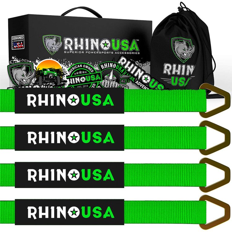 RNO-AXLESTRAPS-GRN Axle Tie Down Straps [2 in. x 38 in., Green, Set of 4]