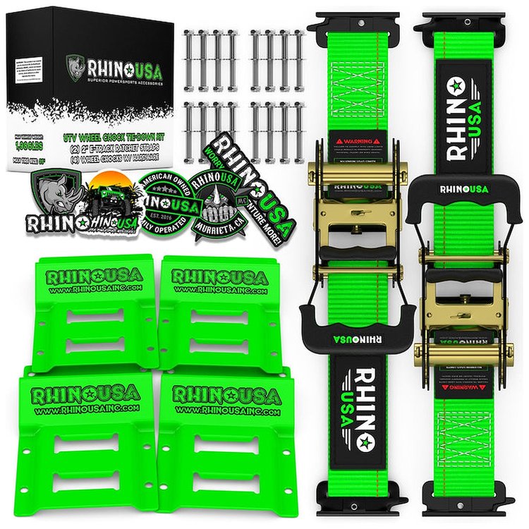 RNO-CHOCK-SET UTV Wheel Chock Tie-Down Kit [2-Wheel Kit, Green]