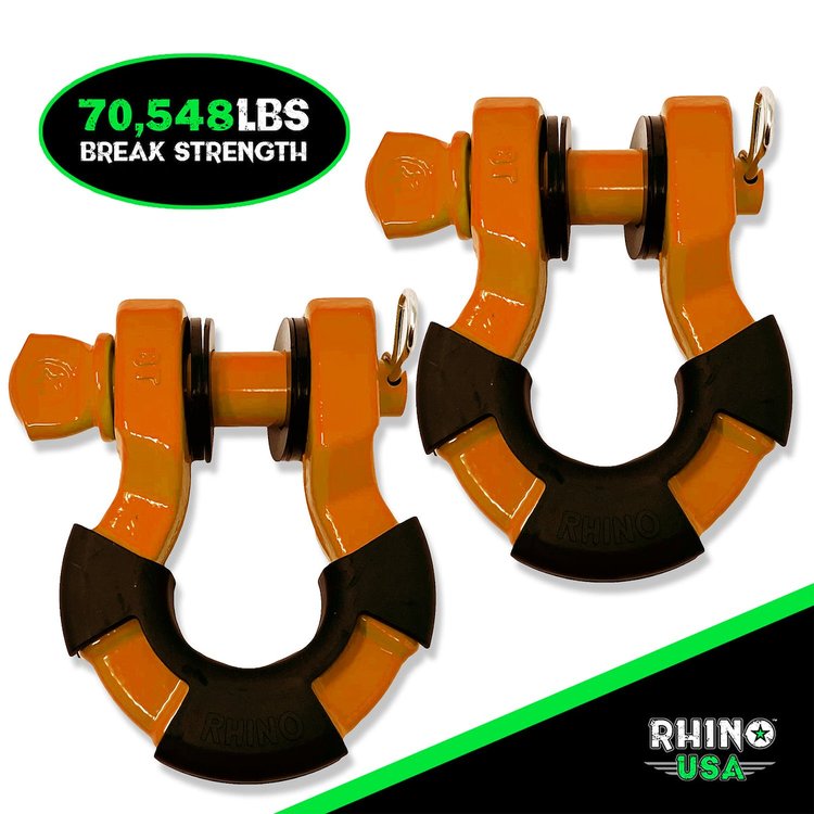 SUPERSHACK-ORG 8 Ton Super Shackles [Orange, Set of 2]