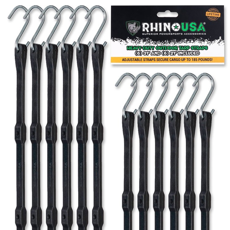 TD-BGHD12-BLK Heavy Duty Bungees [Set of 12]