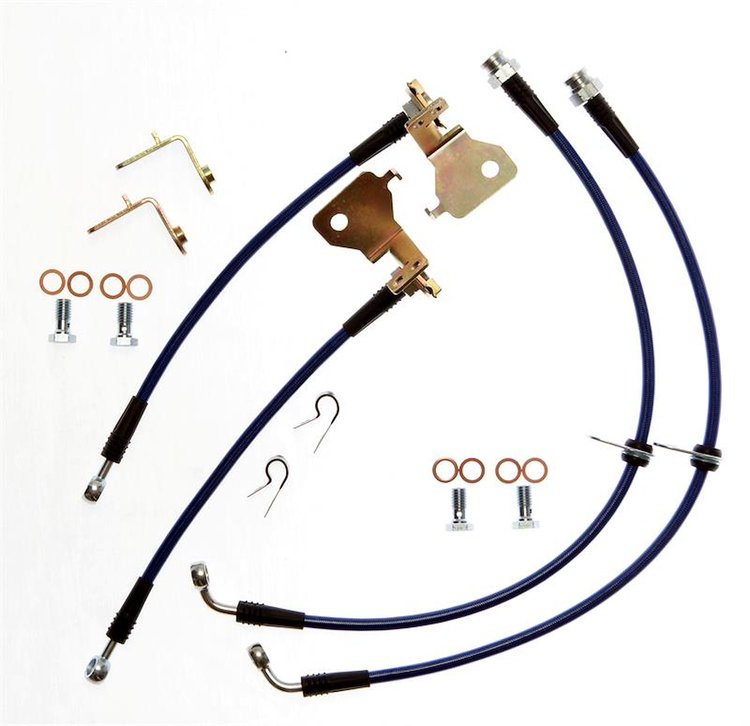 FORD-MUSTANG-17-CLR Stainless Brake Hose Kit for 2005-2014 Ford Mustang (Exc. Shelby GT500), Front & Rear [Clear]
