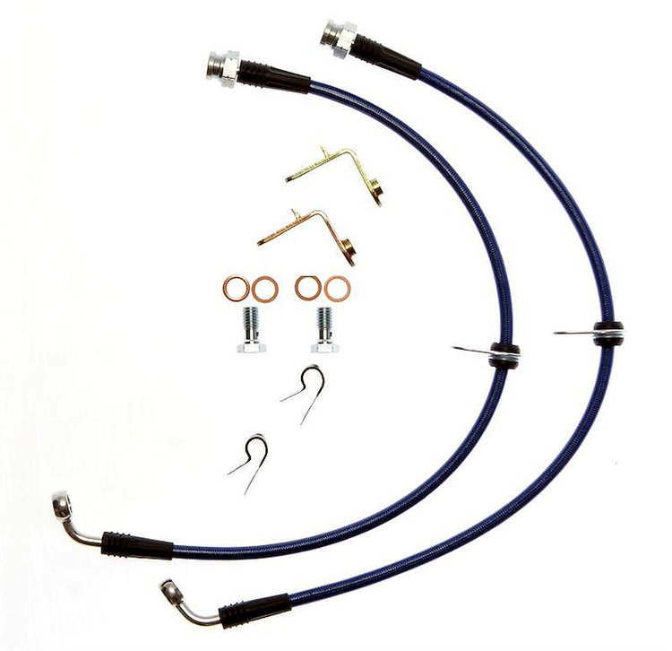 FORD-MUSTANGFRTS-17-CHAR Stainless Brake Hose Kit for 2005-2014 Ford Mustang (Exc. Shelby GT500), Front Only [Charcoal]