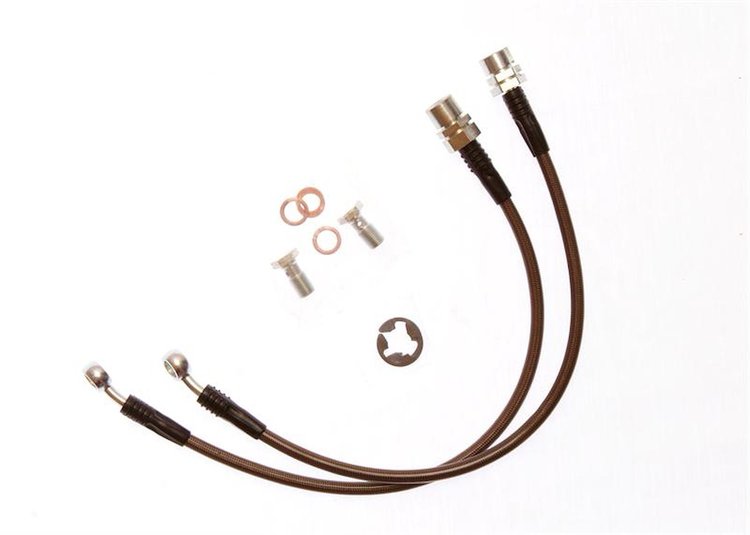 FORD-MUSTANG-10-CLR Stainless Brake Hose Kit for 1987-1993 Ford Mustang, w/ 94-04 Front Calipers (Front Only) [Clear]