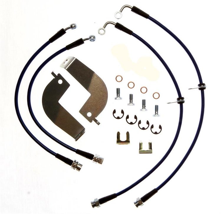 FORD-MUSTANG-16-CHAR Stainless Brake Hose Kit for 1999-2004 Ford Mustang (Exc. Cobra), Front & Rear [Charcoal]