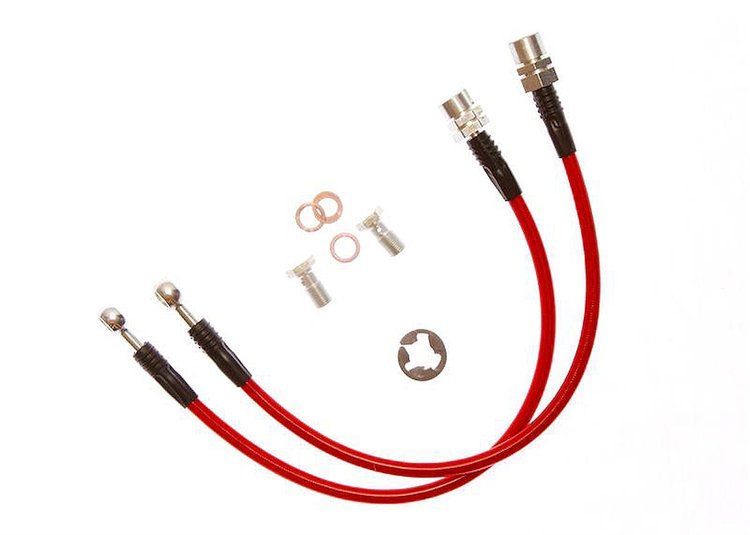 FORD-MUSTANGFRTS-16-CLR Stainless Brake Hose Kit for 1994-2004 Ford Mustang (Exc. Cobra R), Front Only [Clear]