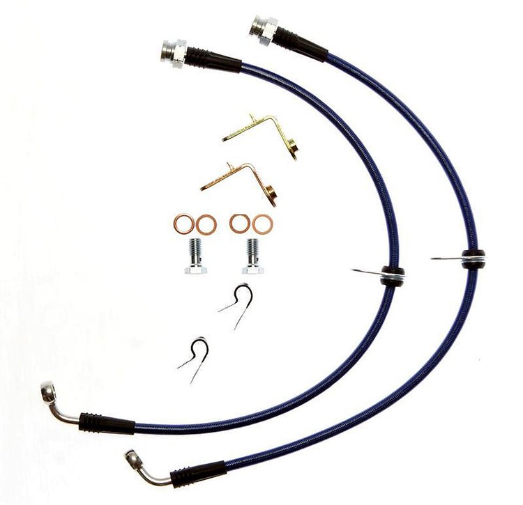 FORD-SHELBYGT500FRTS-1-GR Brake Hydraulic Hose Kit for 2007-2014 Ford Mustang Shelby GT500, Front, Green
