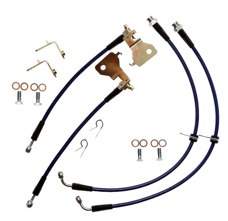 FORD-SHELBYGT500-1-BLU Stainless Brake Hose Kit for 2007-2014 Ford Mustang Ford Mustang Shelby GT500, Front & Rear [Blue]
