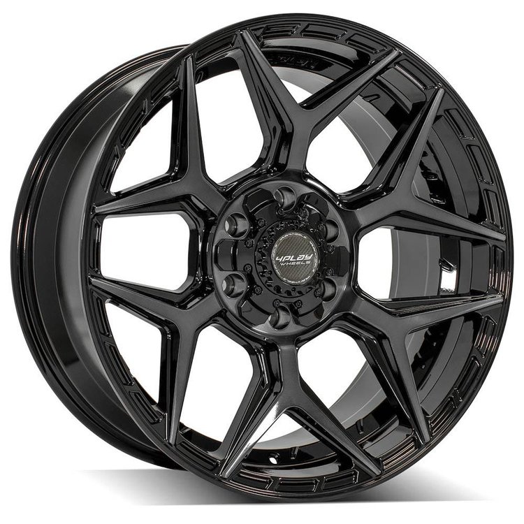 4P06-20090-6D55-0BBT 4P06 Wheel [Size: 20"x9"] Gloss Black w/Brushed Face & Tinted Clear Finish
