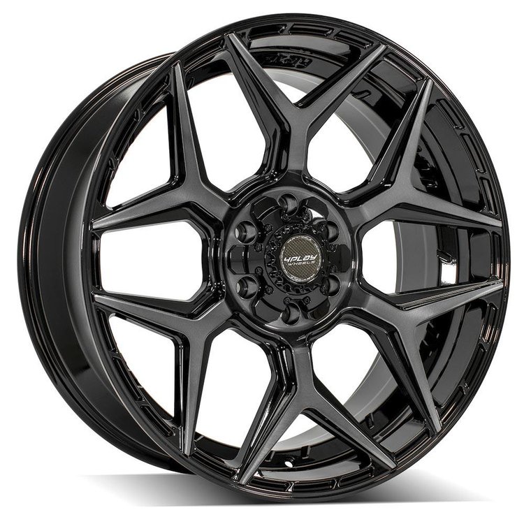 4P06-22090-6D55-12BBT 4P06 Wheel [Size: 22"x9"] Gloss Black w/Brushed Face & Tinted Clear Finish