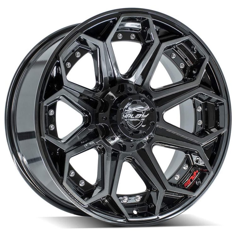 4P80R-20090-6D55-0BBT 4P80R Wheel [Size: 20"x9"] Gloss Black w/Brushed Face & Tinted Clear Finish