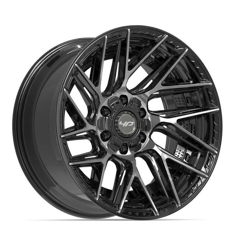 4P45 Wheel [Size: 20"x10"] 6 x 135 mm & 6 x 139.7 mm Bolt Pattern, Gloss Black Brushed with Tinted Clear