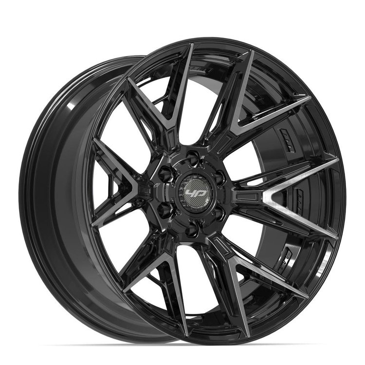 4P40 Wheel [Size: 22"x10"] 6 x 135 mm & 6 x 139.7 mm Bolt Pattern, Gloss Black Brushed with Tinted Clear