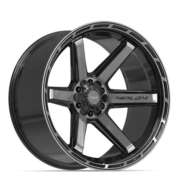 4P63 Wheel [Size: 24"x12"] 6 x 135 mm & 6 x 139.7 mm Bolt Pattern, Gloss Black Brushed with Tinted Clear