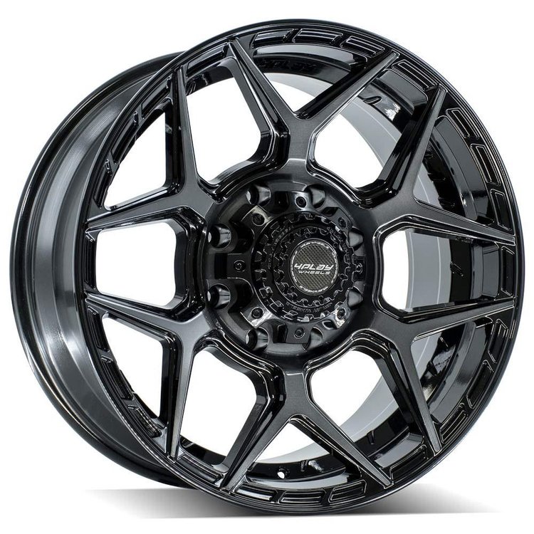 4P06-20090-8170-0BBT 4P06 Wheel [Size: 20"x9"] Gloss Black w/Brushed Face & Tinted Clear Finish