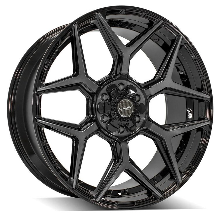 4P06-24100-6D55-18BBT 4P06 Wheel [Size: 24"x10"] Gloss Black w/Brushed Face & Tinted Clear Finish