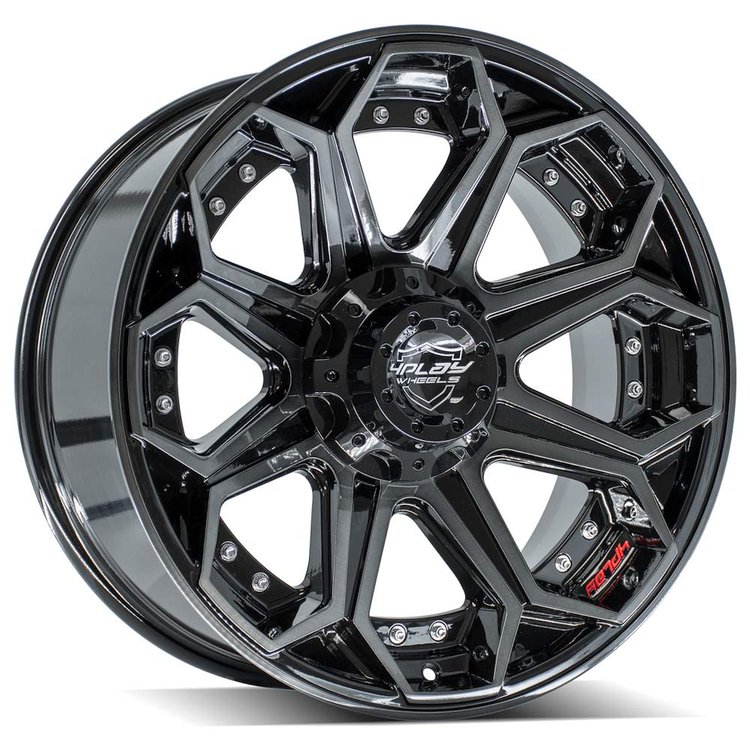 4P80R-20090-5D55-0BBT 4P80R Wheel [Size: 20"x9"] Gloss Black w/Brushed Face & Tinted Clear Finish