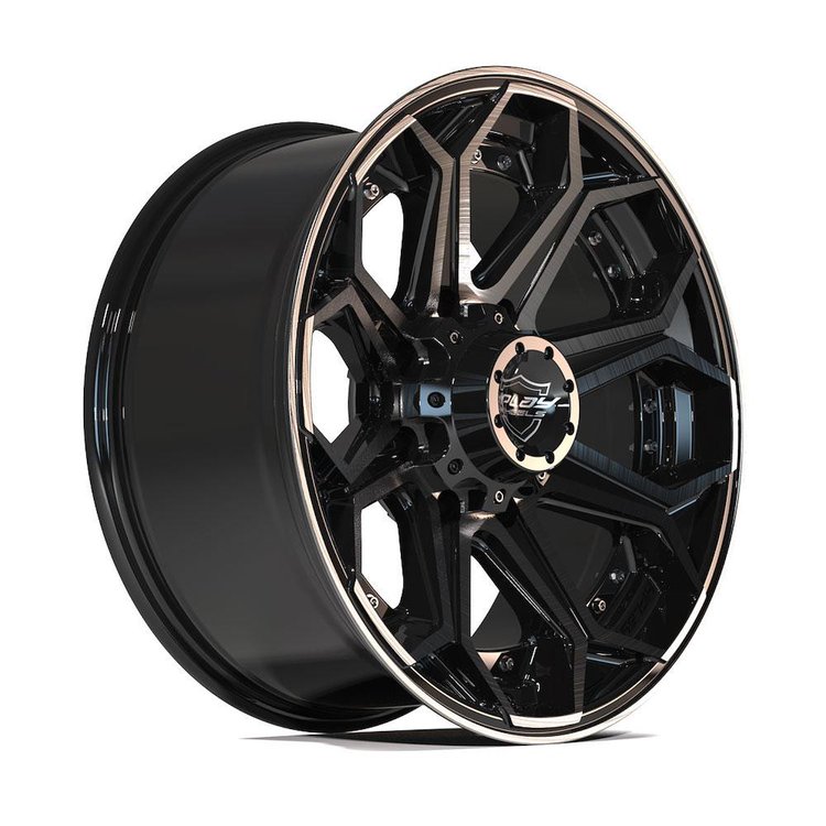 4P80R-20090-8170-0BBT 4P80R Wheel [Size: 20"x9"] Gloss Black w/Brushed Face & Tinted Clear Finish