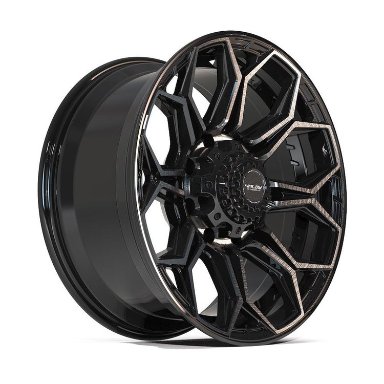 4P83-20090-8650-0BBT 4P83 Wheel [Size: 20"x9"] Gloss Black w/Brushed Face & Tinted Clear Finish