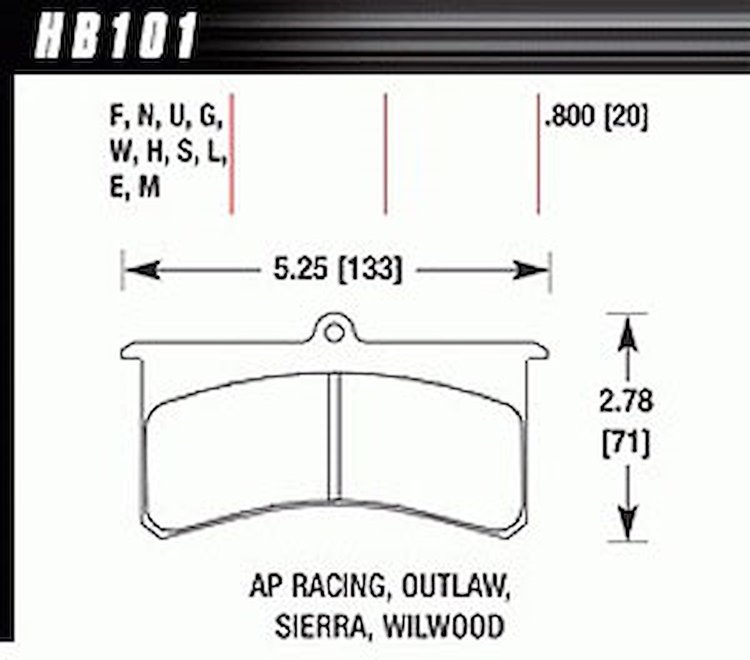 HT-10 PADS Wilwood SL AP Racing Outlaw