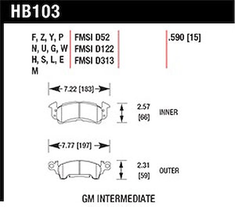 Disc Brake Pad DTC-15 w/.590mm Thickness
