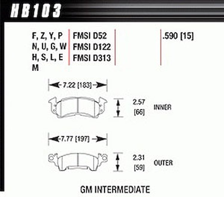 Disc Brake Pad LTS w/0.590 Thickness