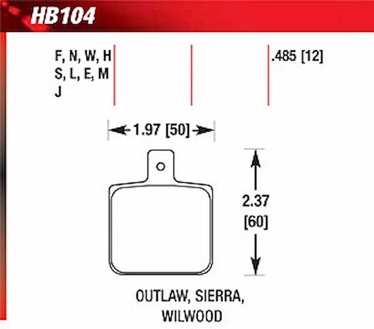Blue 9012 Disk Brake Pads Wilwood DL Single Outlaw