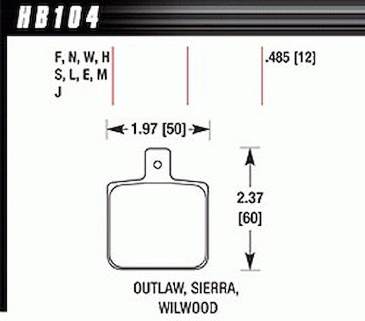 DTC-05 PADS Wilwood DL Single Outlaw w/ 0.156 in. center hole