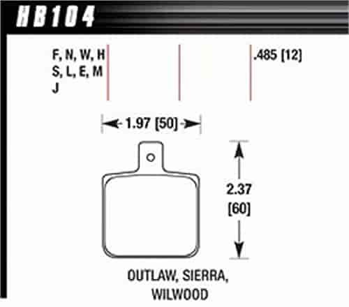 MT-4 PADS Wilwood DL Single Outlaw w/ 0.156 in. center hole