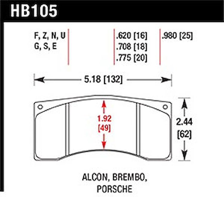 Disc Brake Pad DTC-30 w/0.620 Thickness