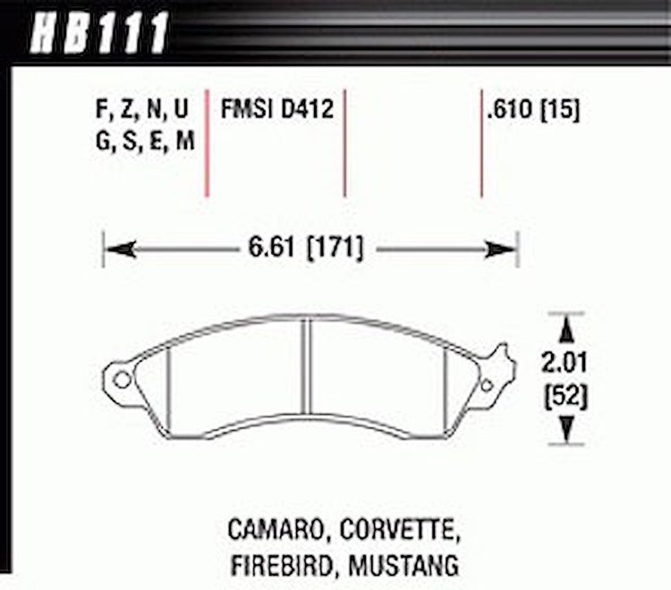Disc Brake Pad HT-10 w/0.610 Thickness