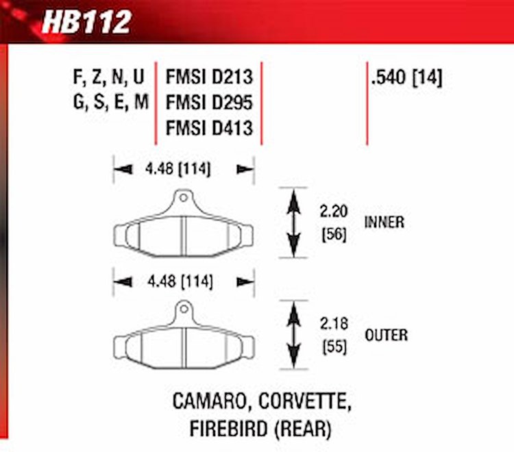 DTC-60 Disk Brake Pads C-4 Corvette, Mustang PBR GM