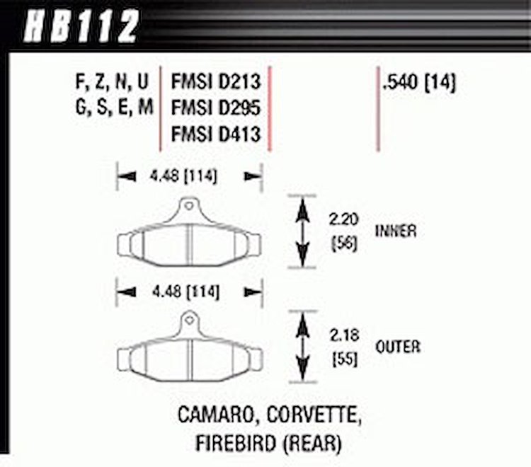 Disc Brake Pad HT-10 w/0.540 Thickness