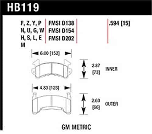 Disc Brake Pad DTC-15 w/15mm Thickness