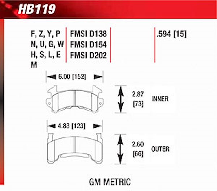 DTC-60 Disk Brake Pads - Metric 1979-1992 Camaro, Firebird