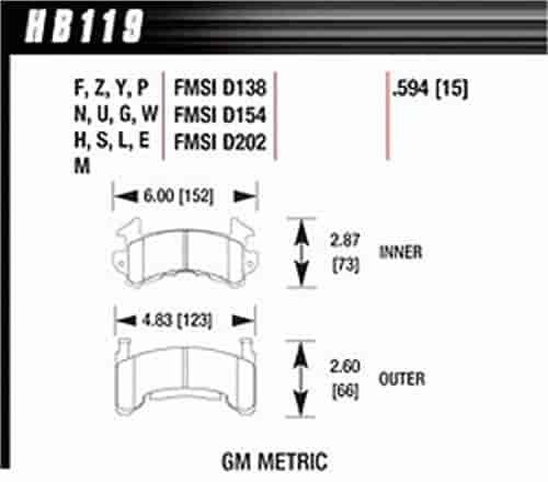 Disc Brake Pad DTC-05 w/0.594 Thickness