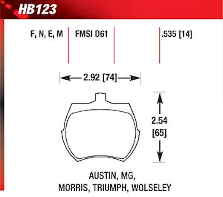 Blue 9012 Disk Brake Pads Austin, MG 1100/Midget, Morris, Triumph TR7, Wolseley