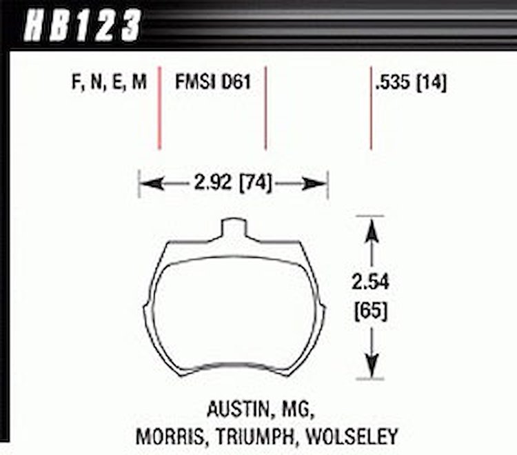 Disc Brake Pad HPS Performance Street w/0.535 Thickness