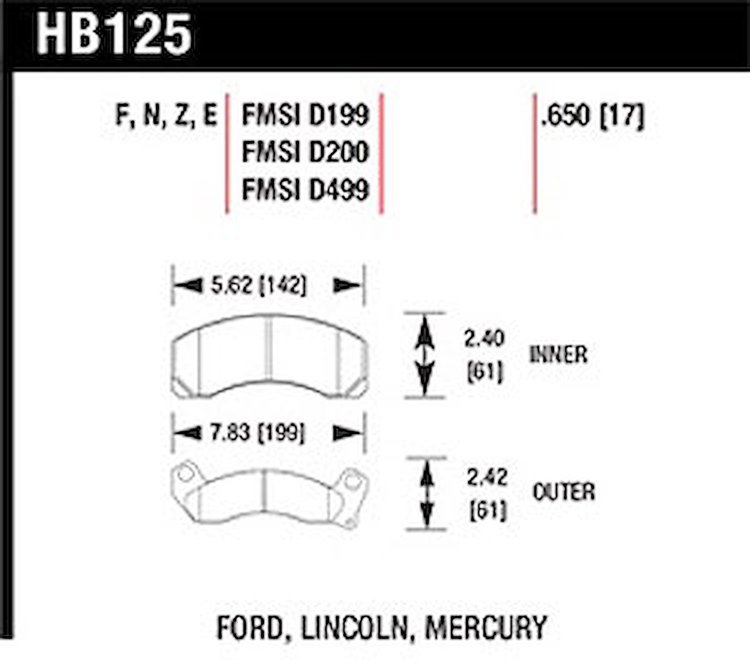 Disc Brake Pad Performance Ceramic w/0.690 Thickness