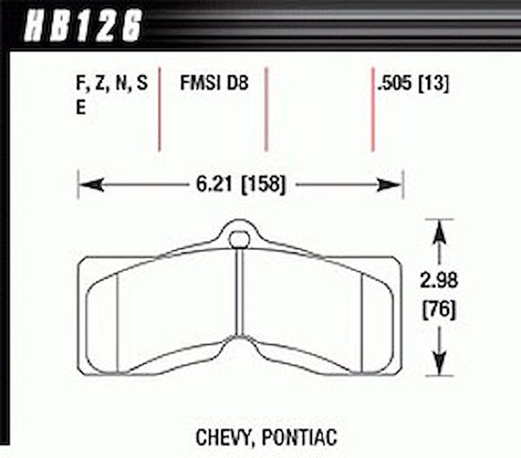 Disc Brake Pad Performance Ceramic w/0.505 Thickness