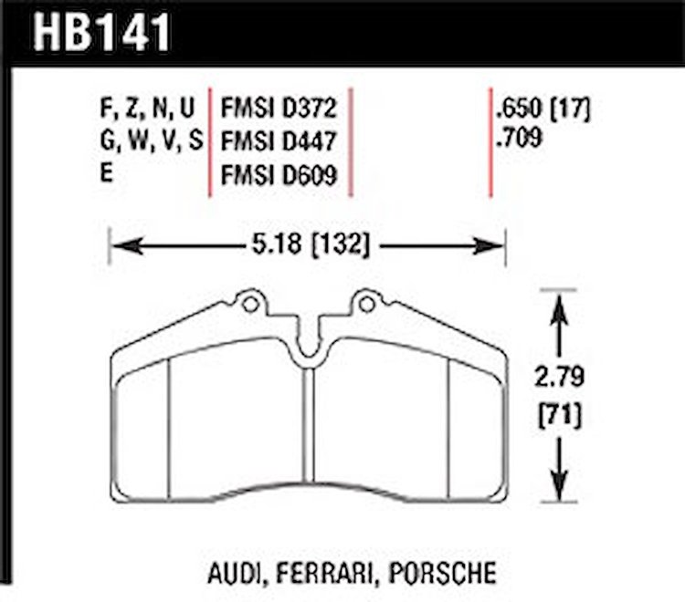 Disc Brake Pad DTC-30 w/0.650 Thickness