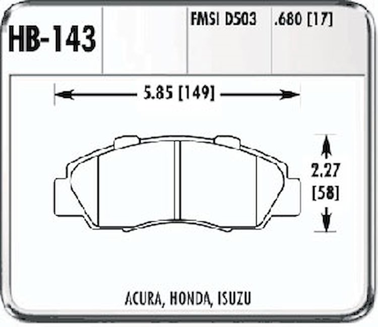 Hawk High Performance Front Brake Pads Fits various Honda/Acura models