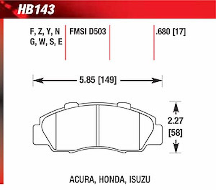 DTC-60 Disk Brake Pads Acura, Honda, Isuzu